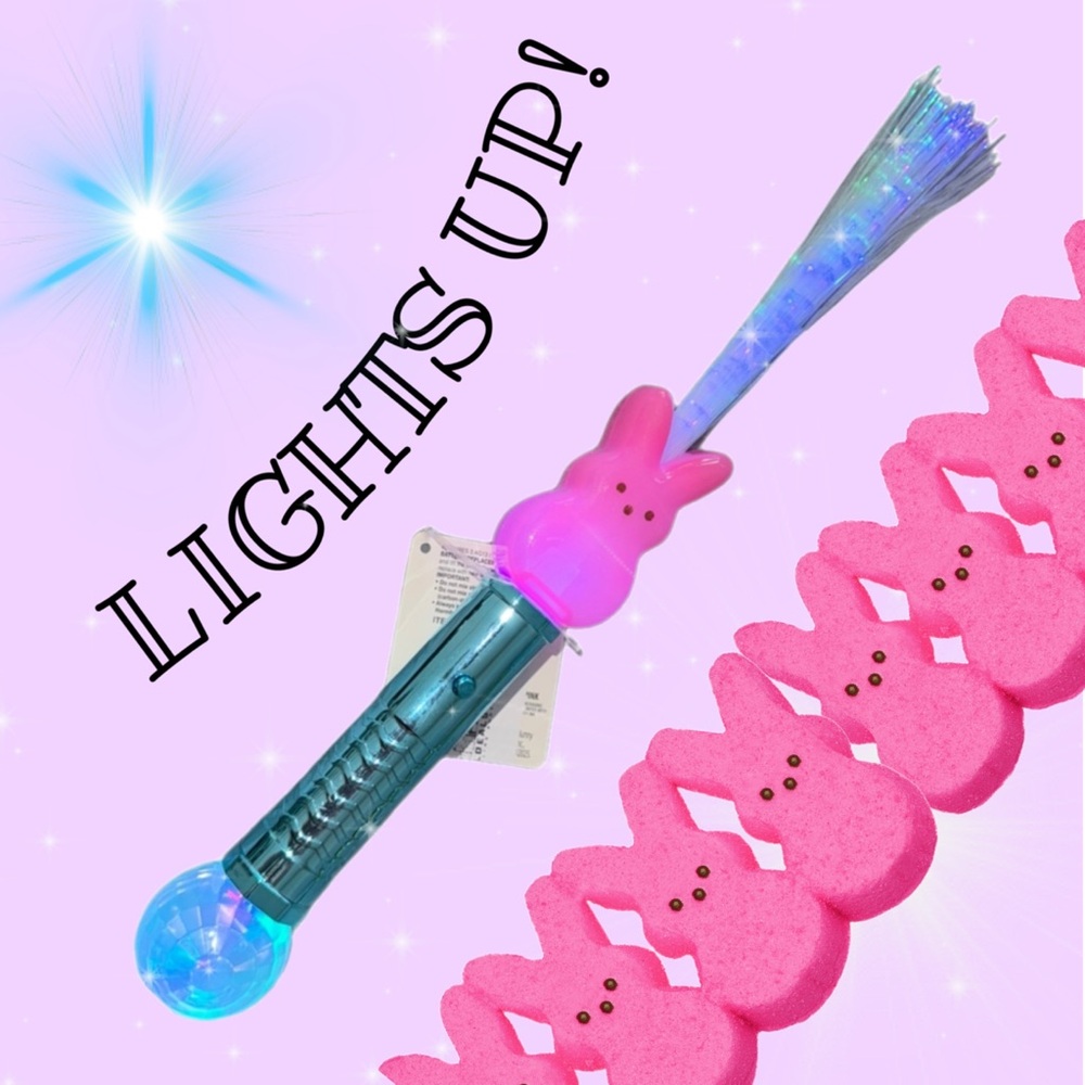 PINK Easter Peeps Bunny Fiber Optic Light-Up Wand